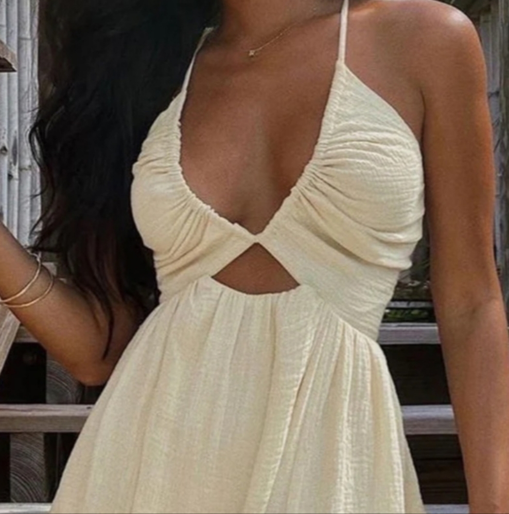 Backless Criss Cross Split Midi Dress